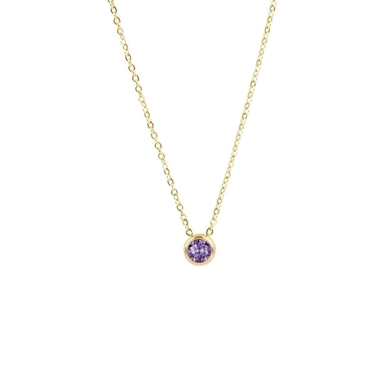 1 Piece Lady Round Stainless Steel Titanium Steel 18k Gold Plated Zircon Pendant Necklace