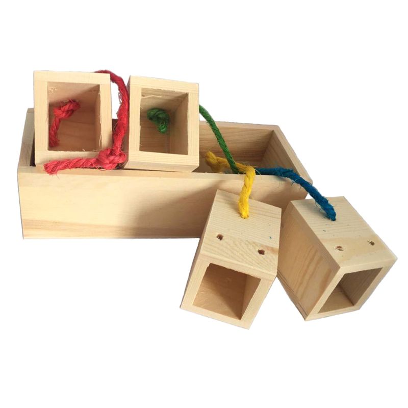 Food Foraging Wooden Box For Birds