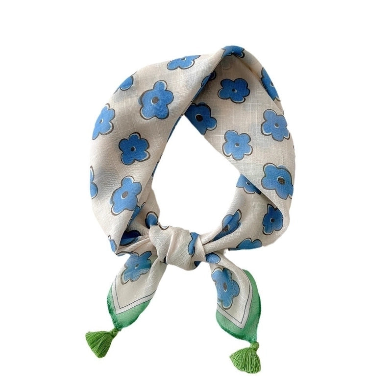 Women's Elegant Minimalist Flower Cotton And Linen Silk Scarf