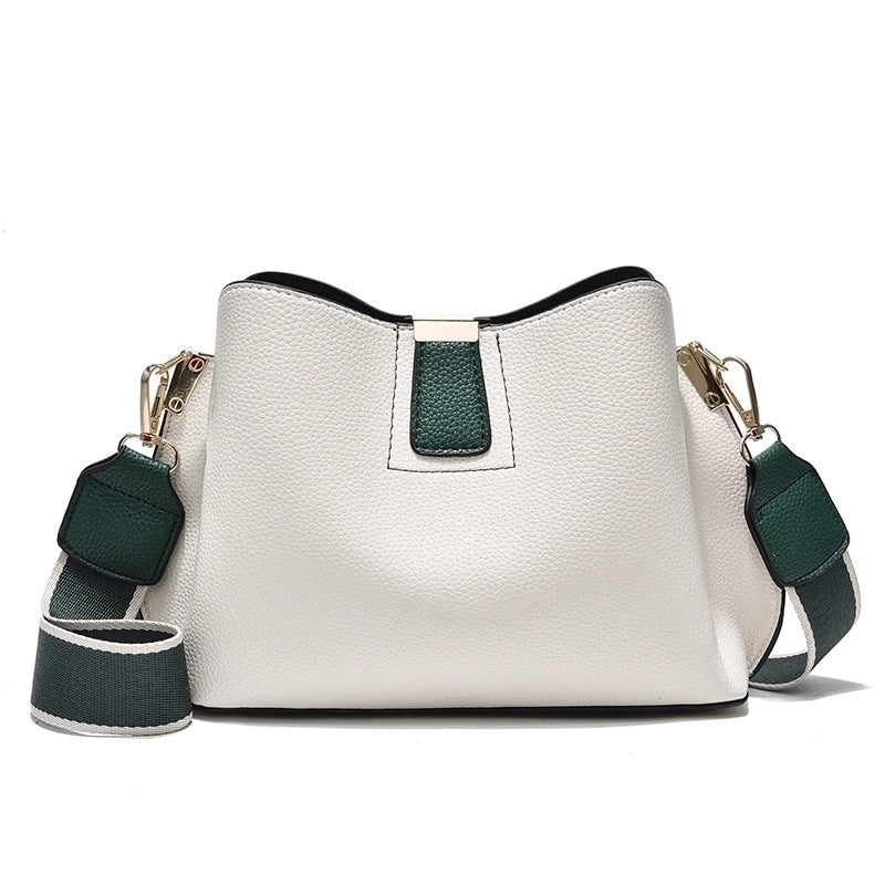 Women's Pu Leather Solid Color Elegant Classic Style Bucket Zipper Buckle Shoulder Bag Crossbody Bag