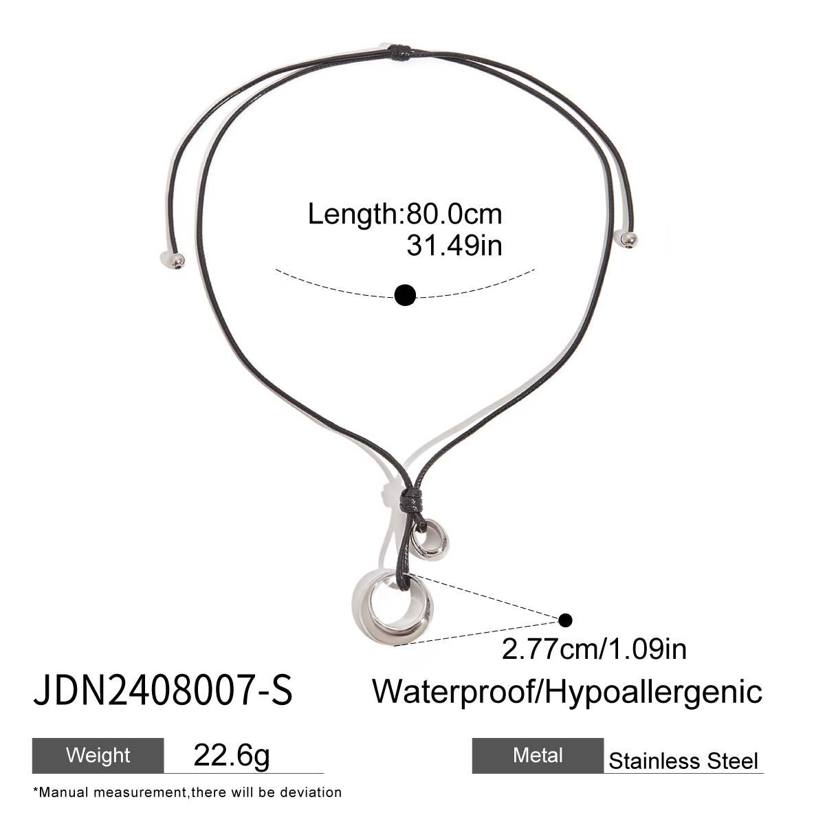 Jie Ding Black Rope Titanium Steel Necklace Niche Design Clavicle Chain Hot Style Stainless Steel