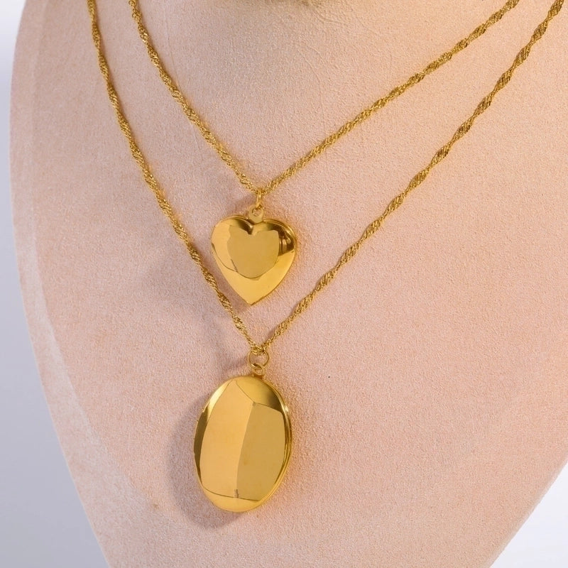 Casual Vintage Style Classic Style Heart Shape 304 Stainless Steel 18K Gold Plated Plating Stainless Steel Necklaces
