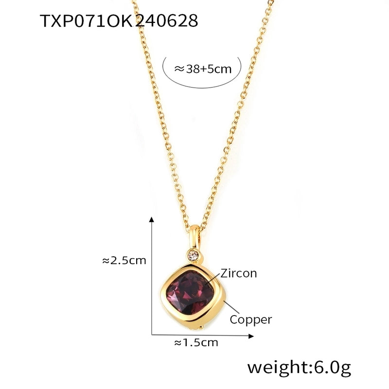 Minimalist Quadrilateral 304 Stainless Steel 18K Gold Plated Plating Earrings Necklace Jewelry Set