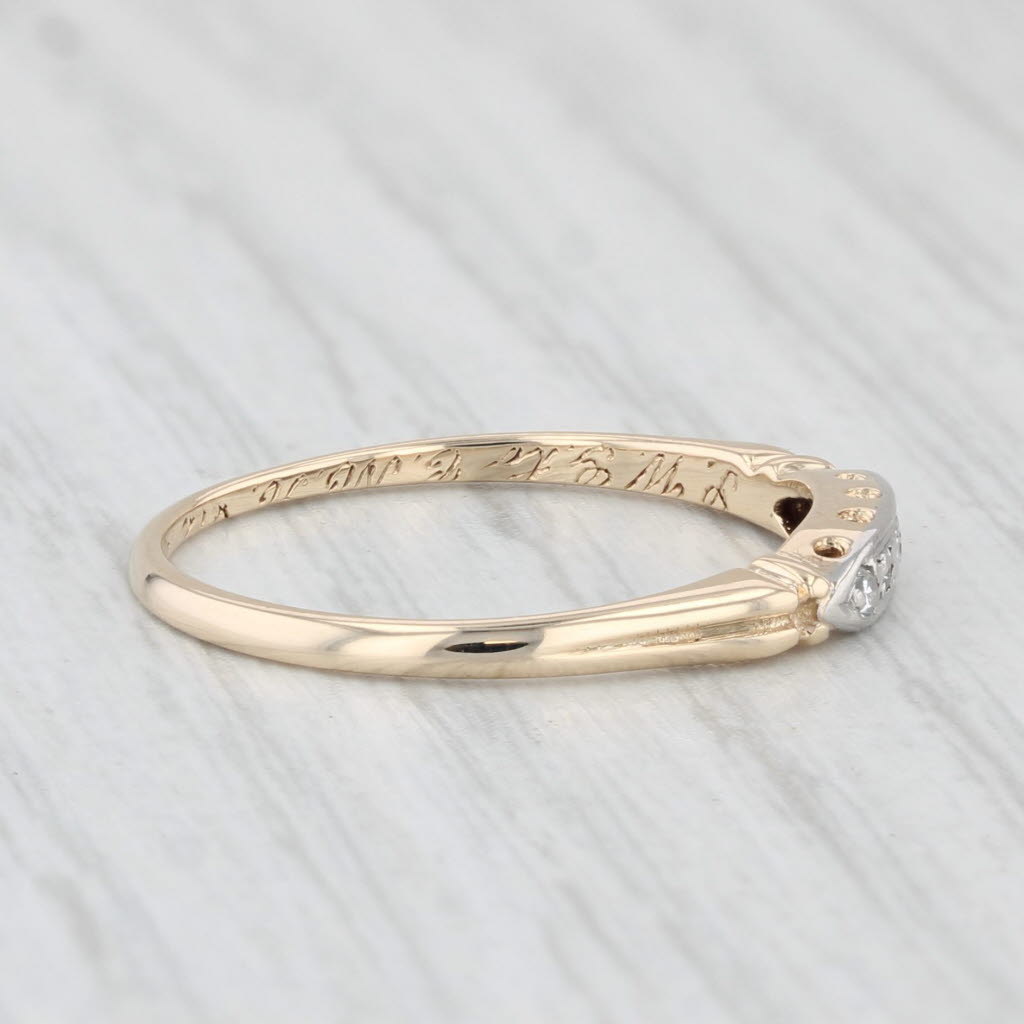 Vintage Diamond Wedding Band 14k Yellow Gold Palladium Size 6.25 Stackable Ring