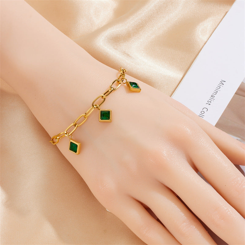 Fashion Square Chain Titanium Steel Electroplating Bangles