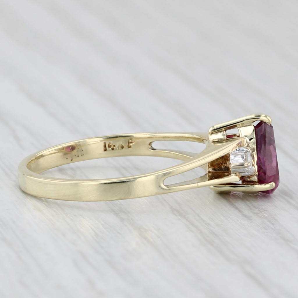 1.35ctw Pear Ruby Diamond Ring 14k Yellow Gold Size 6.5