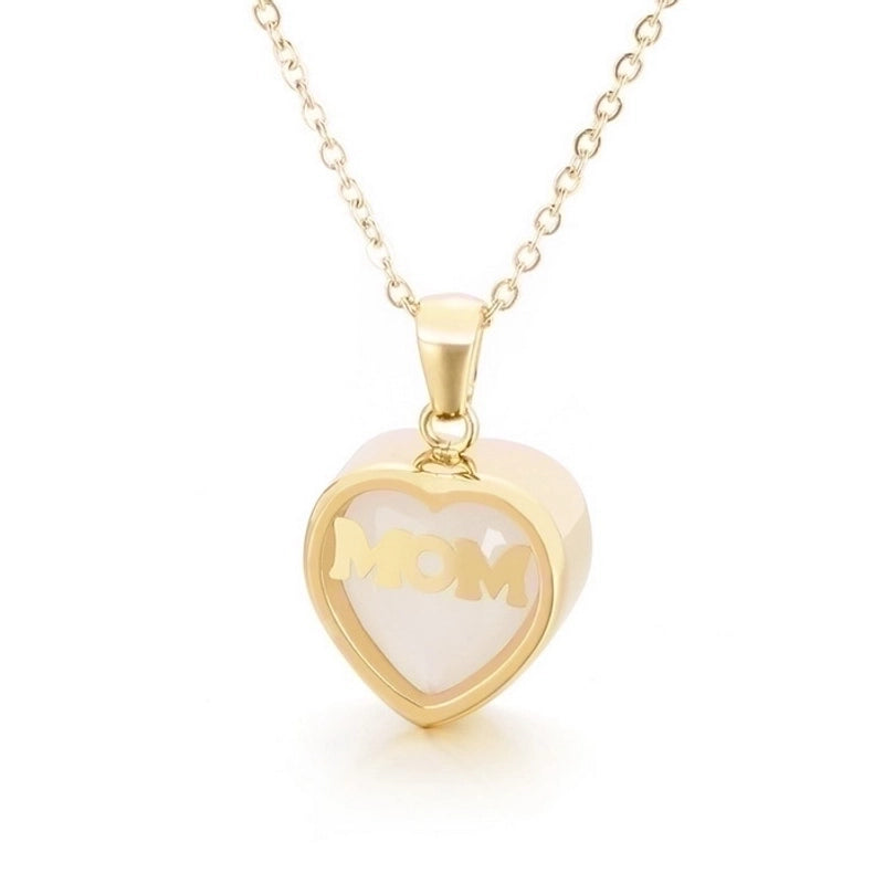 1 Piece Mama Minimalist Heart Shape Titanium Steel Inlay Birthstone Zircon Pendant Necklace