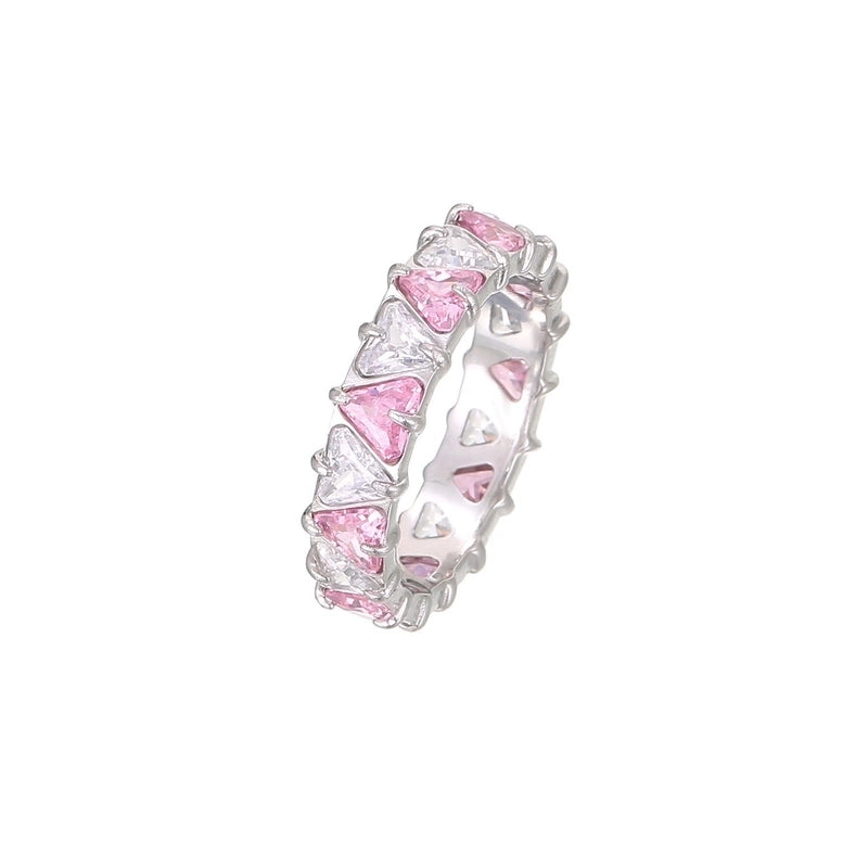 Minimalist Shiny Heart Shape 304 Stainless Steel Zircon 16K Gold Plated White Gold Plated Inlay Rings
