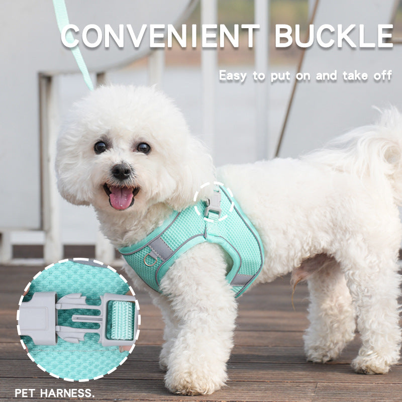 Reflective Plaid Breathable Dog Harness&Leash