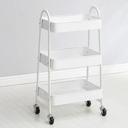 Multi-Purpose Utility Rolling Mobile Cart Trolley Organizer With 3 Tier Drawer Units & Metal Mesh Shelving