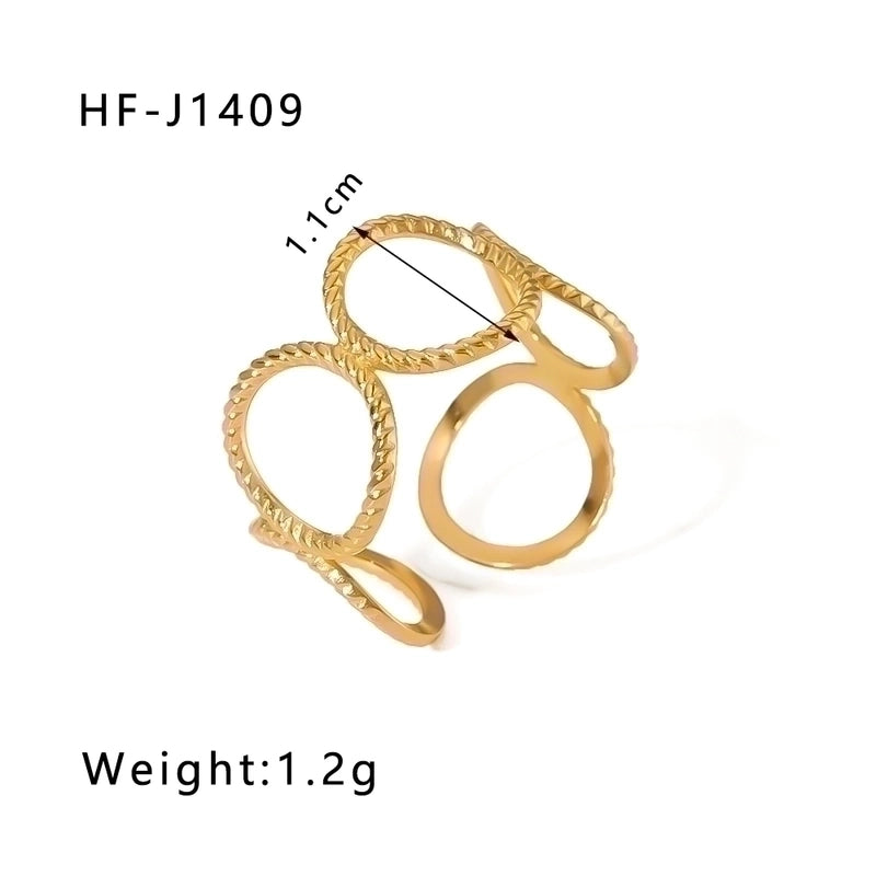 Stainless Steel 18K Gold Plated Modern Style Plating Geometric Open Rings