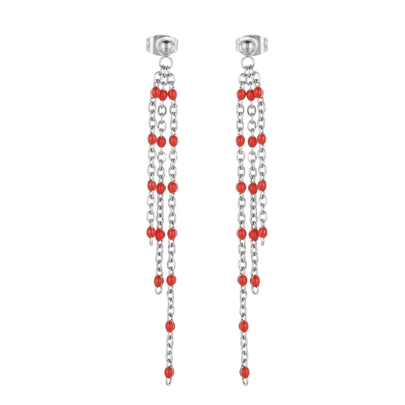 1 Pair Modern Style Tassel Plating Chain Stainless Steel 18K Gold Plated Drop Earrings