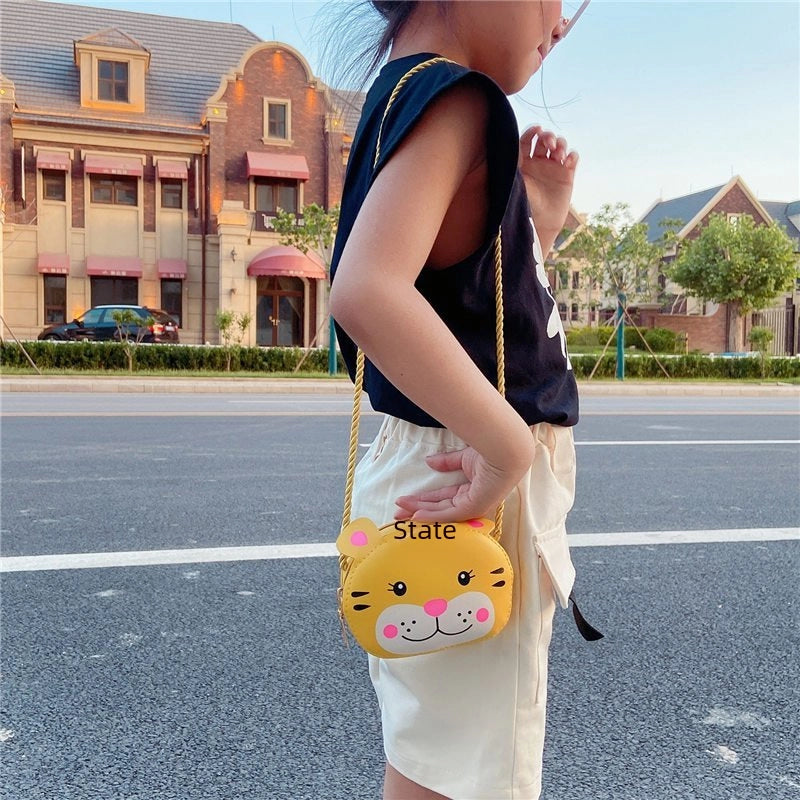New Cartoon Cute Children's Bag PU Shoulder Bag Girls Korean Casual Crossbody Bag Small Animal Coin Purse