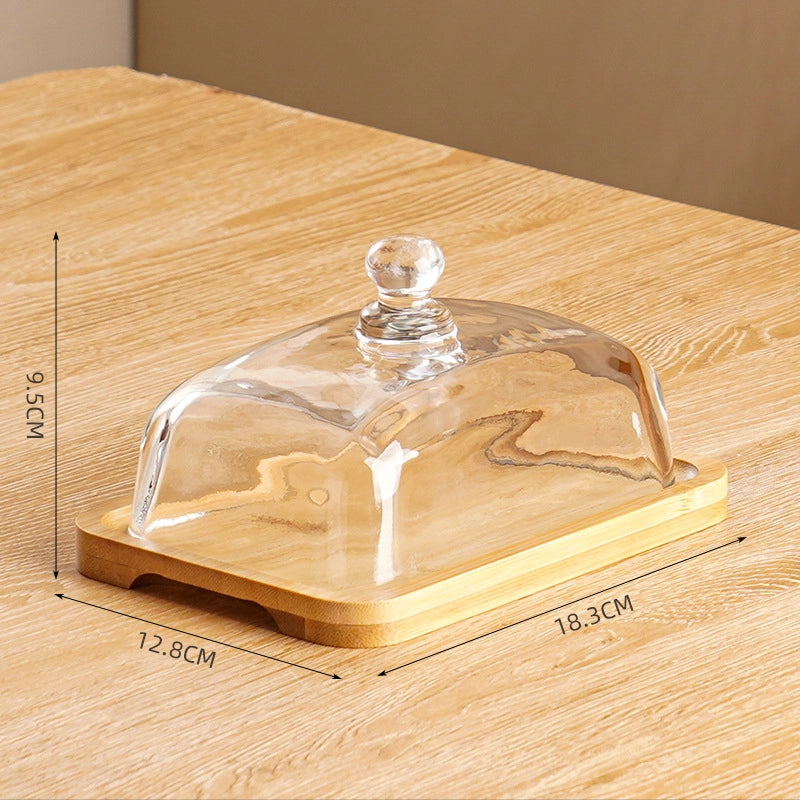 Retro Solid Color Wood Glass Plate 1 Piece