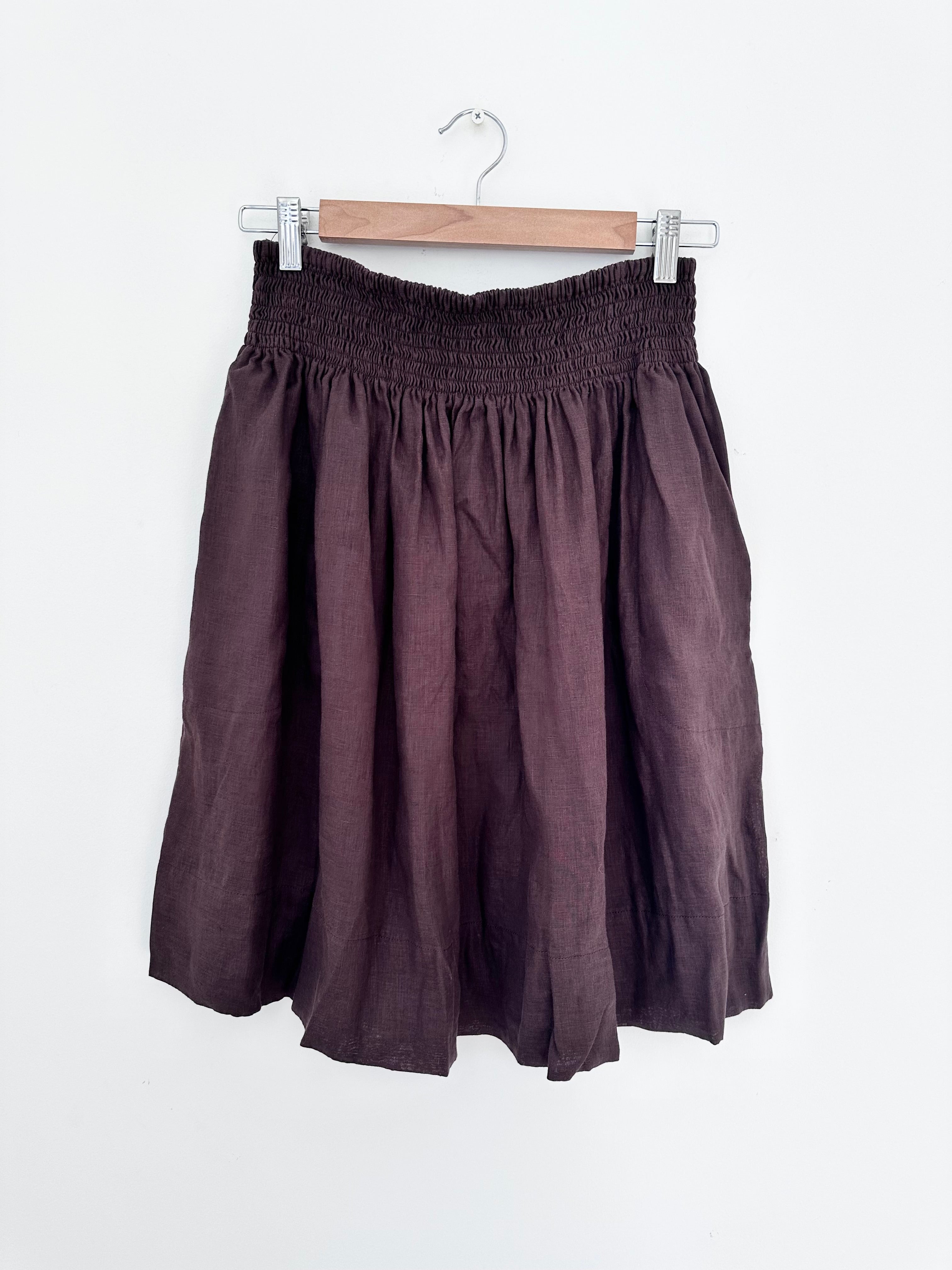 zoe skirt - chocolate linen