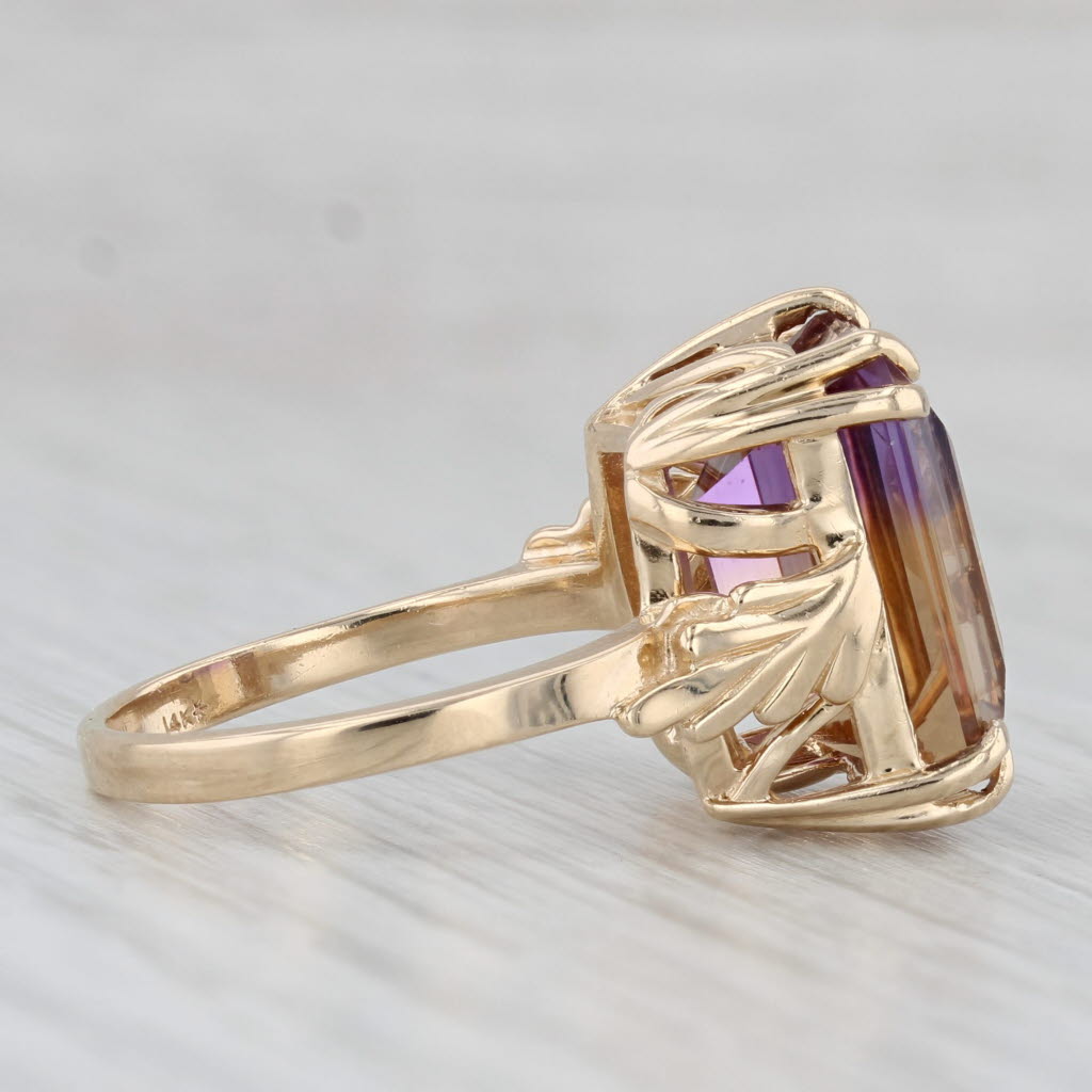 9.40ct Purple Yellow Ametrine Solitaire Ring 14k Yellow Gold Size 7.5