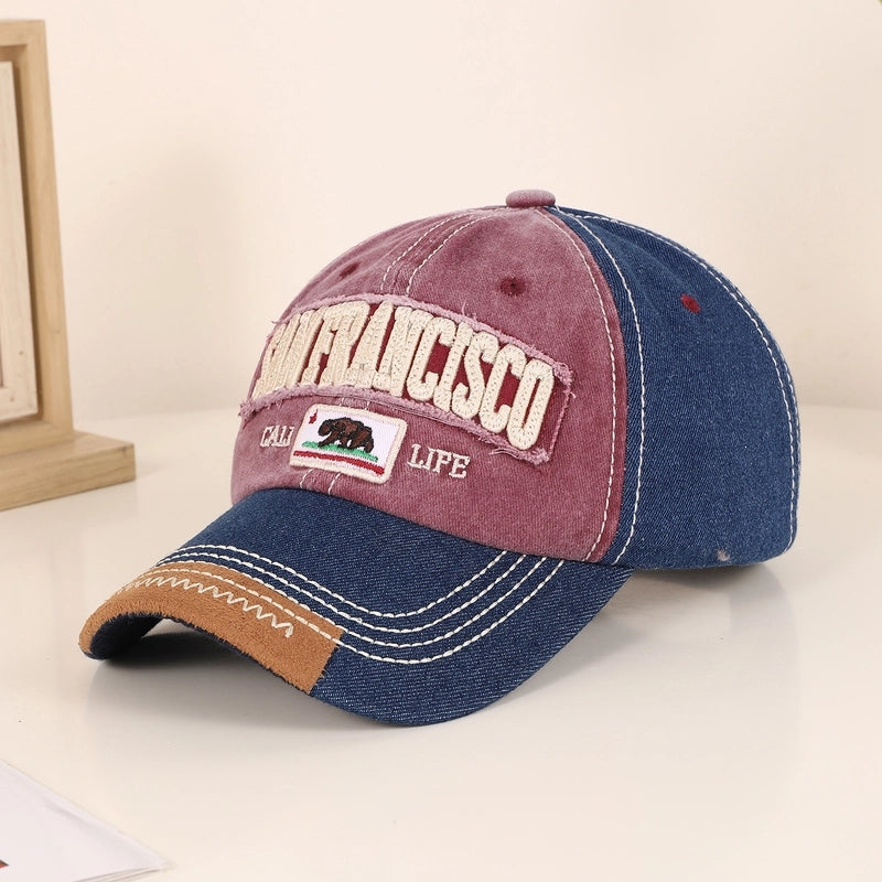 Adults Casual Embroidery Commute Letter Color Block Embroidery Curved Eaves Baseball Cap