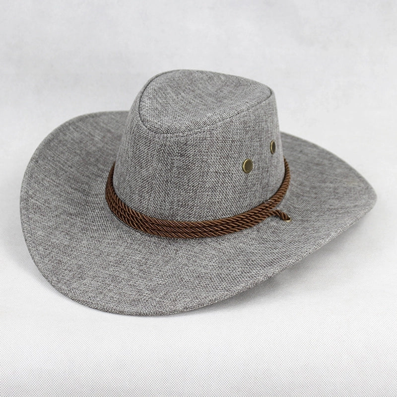 American Western Cowboy Hat Spring And Autumn Leather Men's Mountain Climbing Spanish Women's Sun Big Edge Sun Hat Sunscreen Travel