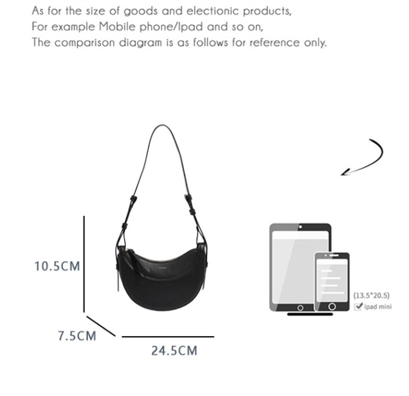 Women's Leather Solid Color Basic Classic Style Dumpling Shape Zipper Cloud Shape Bag Shoulder Bag Underarm Bag