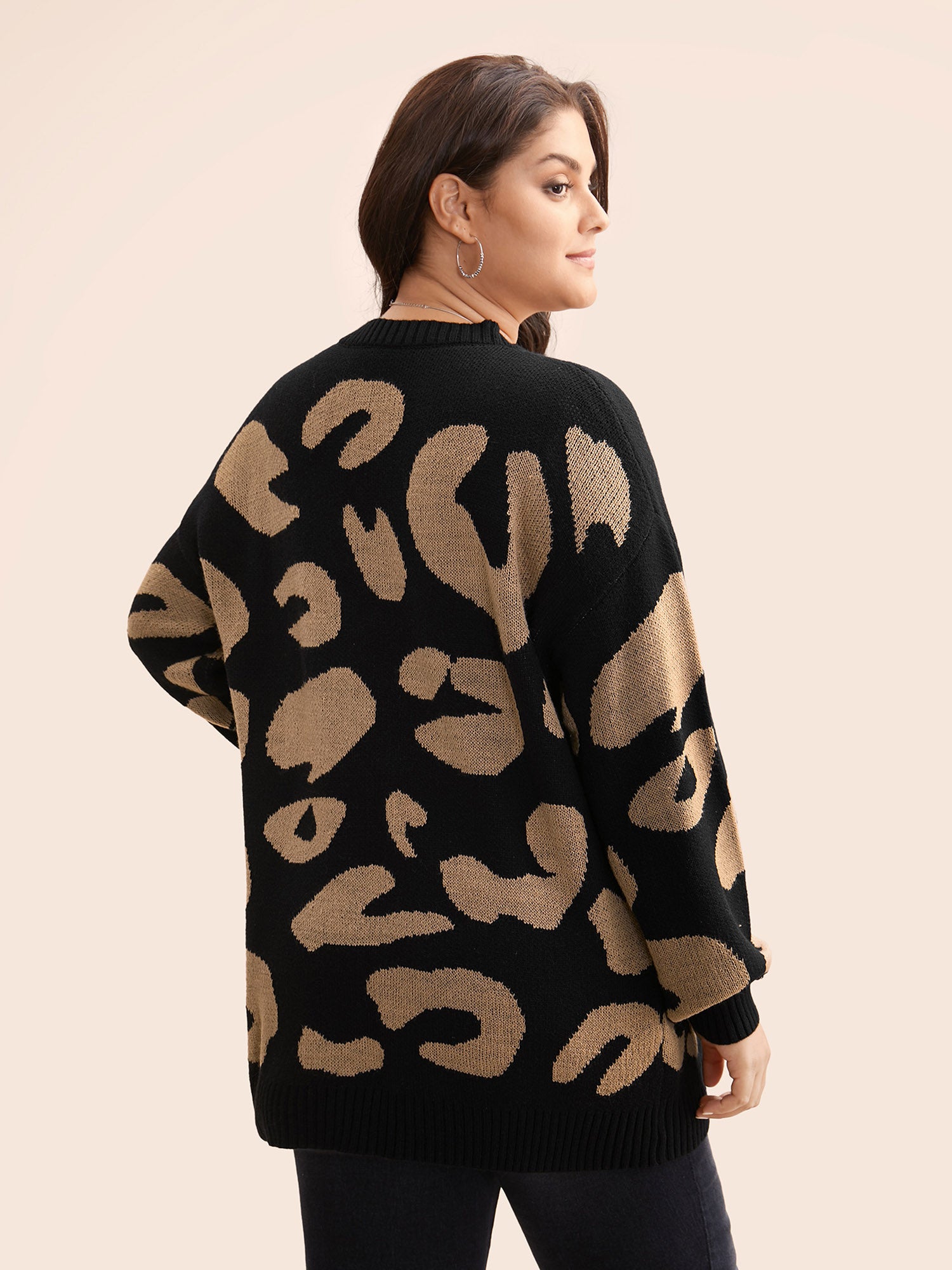 Leopard Print Drop Shoulder Sleeve Pullover