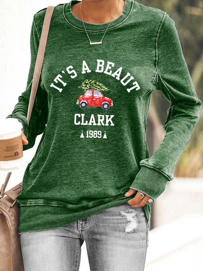 Women's Christmas It's A Beaut Clark Print Casual Sweatshirt