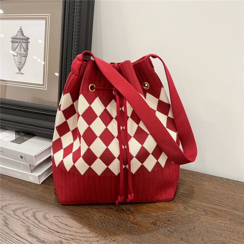 Women's Medium Knit Geometric Vintage Style Classic Style String Tote Bag