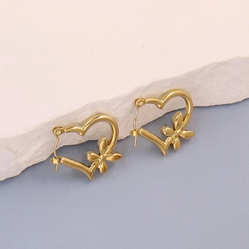 1 Pair Minimalist Pentagram Round Solid Color Plating 304 Stainless Steel 18K Gold Plated Earrings