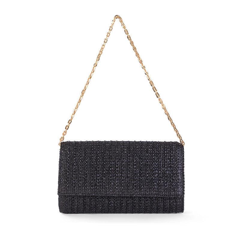 Women's Straw Solid Color Elegant Streetwear Square Flip Cover Clutch Bag