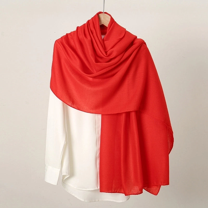 Women's Casual Sweet Solid Color Cotton And Linen Scarf