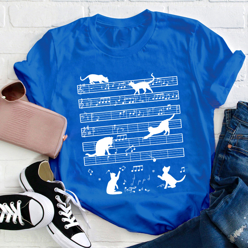 Music Note Cat Teacher T-Shirt