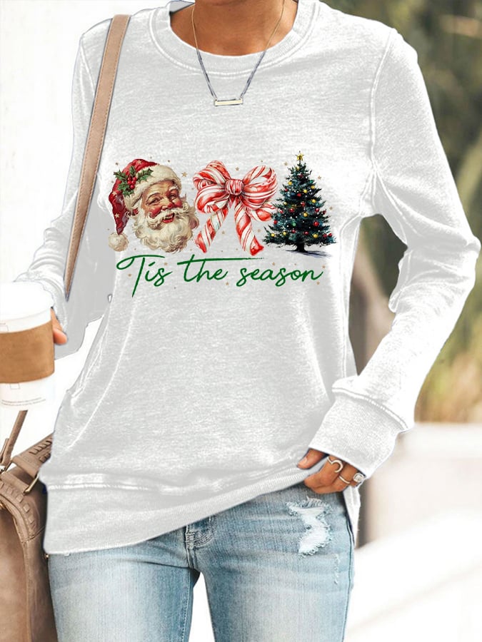 Women's Christmas Season Printed Round Neck Raglan Short Sleeve T-Shirt