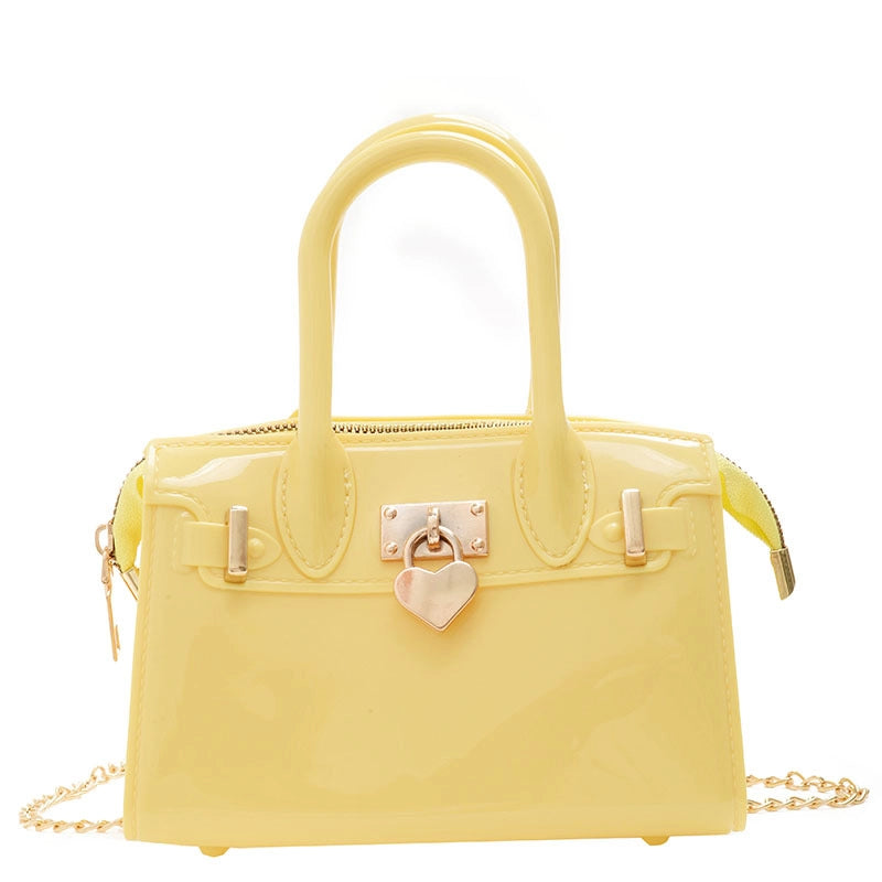 Women's Small All Seasons Pvc Solid Color Fashion Square Lock Clasp Handbag