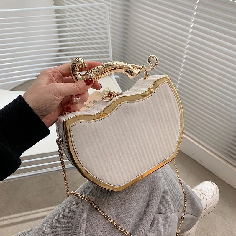 Women's Medium Pu Leather Animal Solid Color Streetwear Lock Clasp Handbag Crossbody Bag