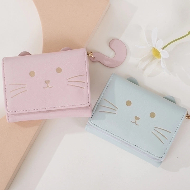 Women's Cat Pu Leather Buckle Wallets
