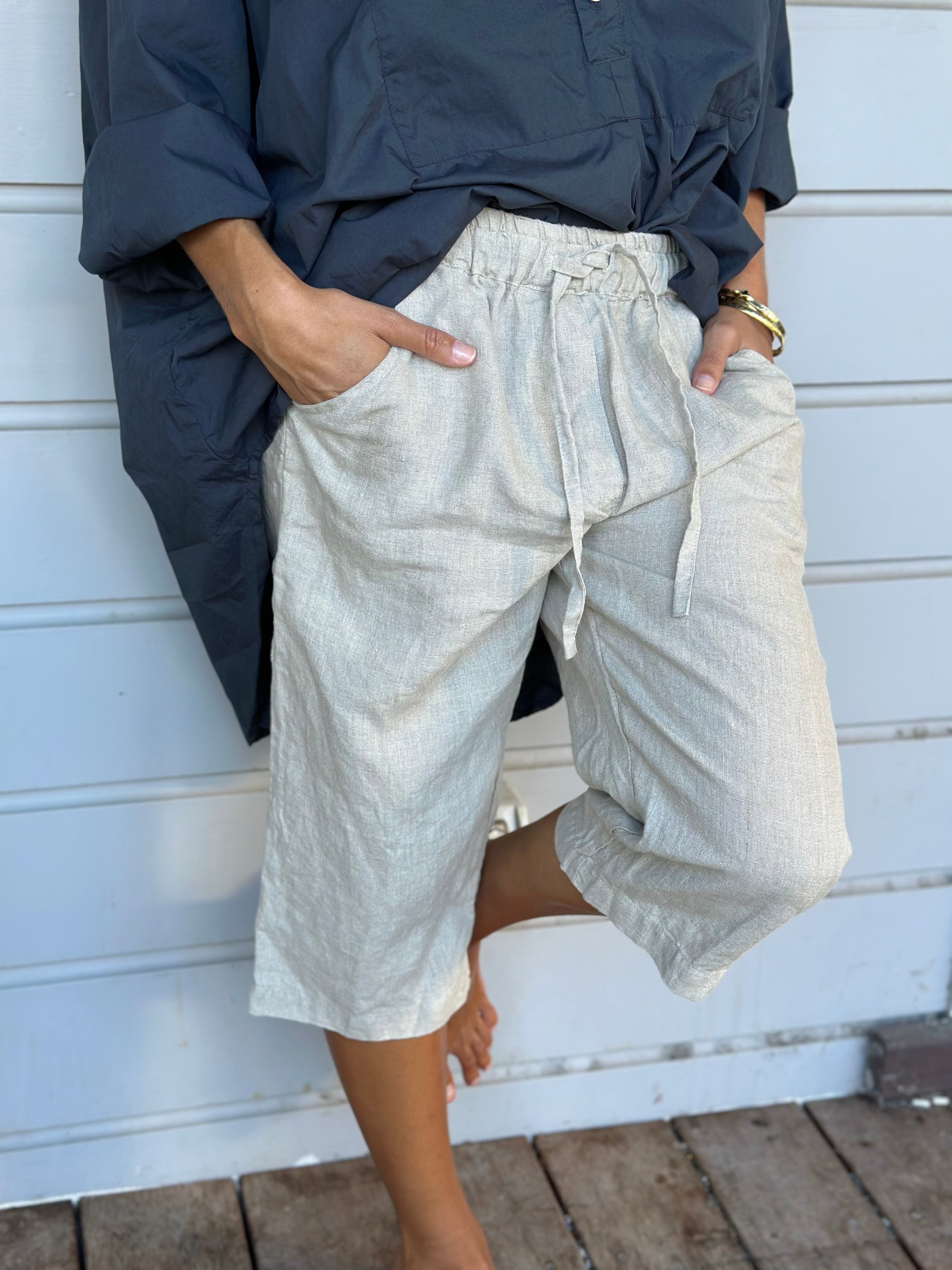 billy short-natural linen