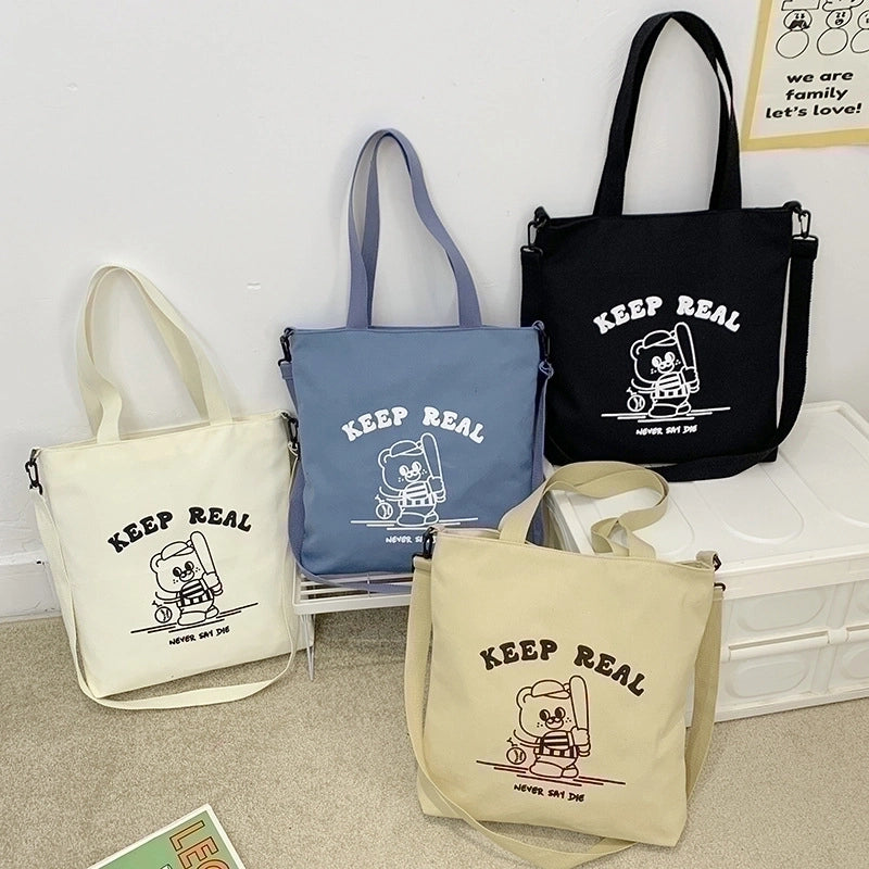 Women's Large All Seasons Canvas Preppy Style Streetwear Shoulder Bag Canvas Bag