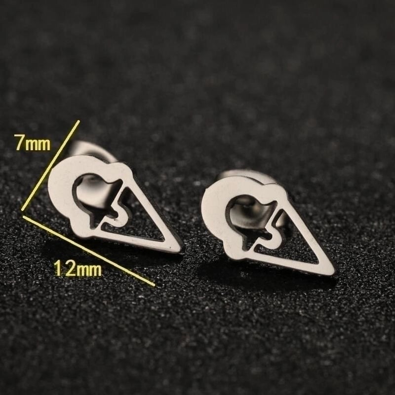 1 Pair IG Style Minimalist Ice Cream Heart Shape Notes Asymmetrical Plating 304 Stainless Steel 18K Gold Plated Ear Studs