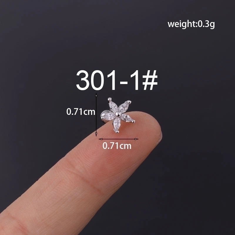 Ear Cartilage Rings & Studs Minimalist Flower Copper Plating Artificial Gemstones