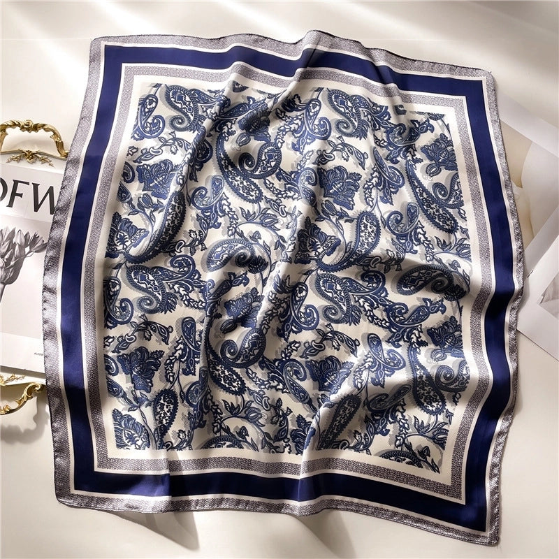 Women's Elegant Minimalist Color Block Polyester Printing Silk Scarf