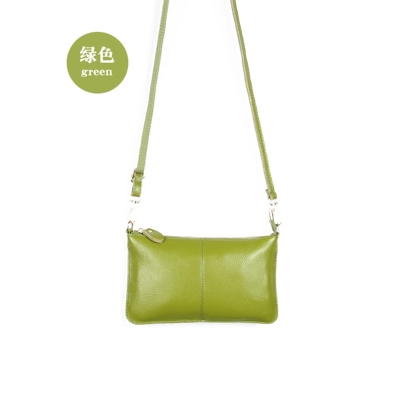 Small Leather Solid Color Fashion Zipper Envelope Bag Shoulder Bag