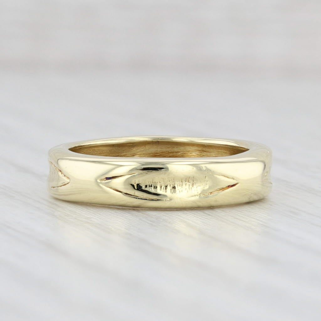 Vintage Tiffany Patterned Band 18k Yellow Gold Size 4.25 Wedding Stackable Ring