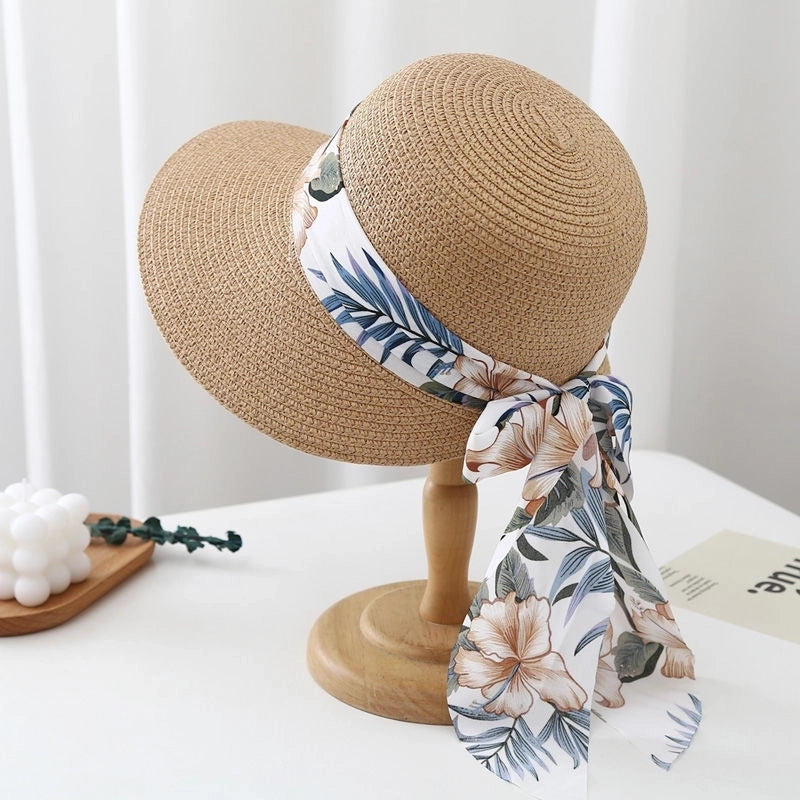 Women's Beach Color Block Patchwork Flat Eaves Sun Hat