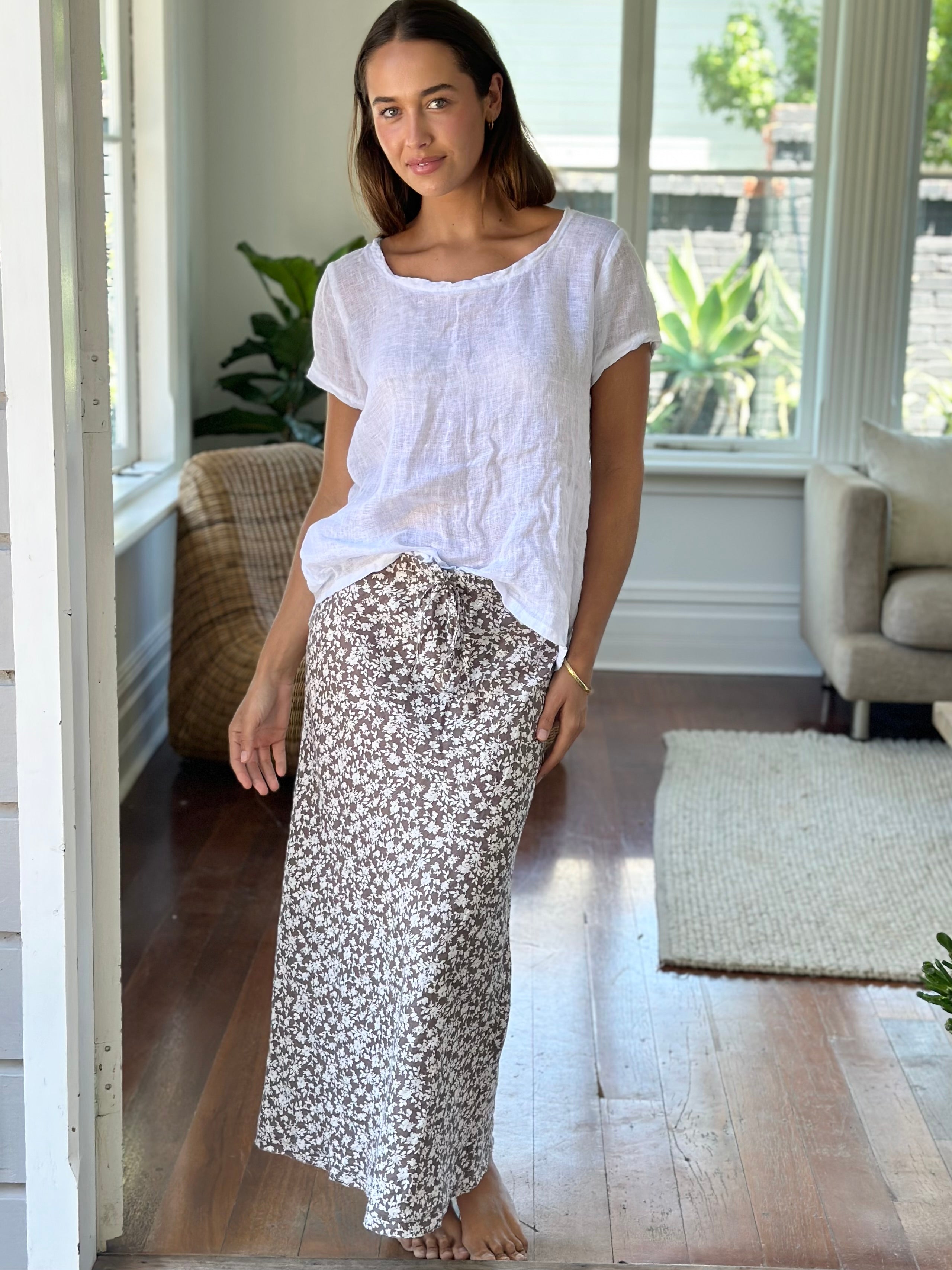 anthea skirt - soil floral linen