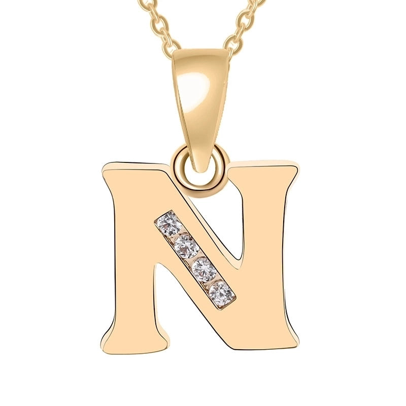 Minimalist Letter Copper Plating Inlay Zircon Pendant Necklace
