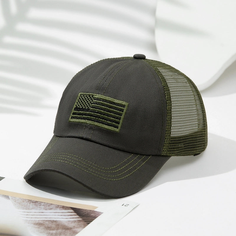 Unisex Embroidery Streetwear Geometric Embroidery Wide Eaves Curved Eaves Baseball Cap