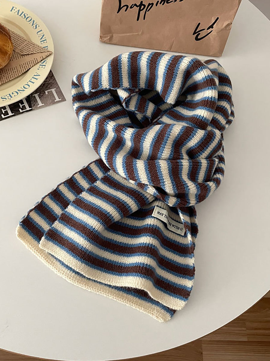 Winter Artsy Warm Stripe Knit Scarf