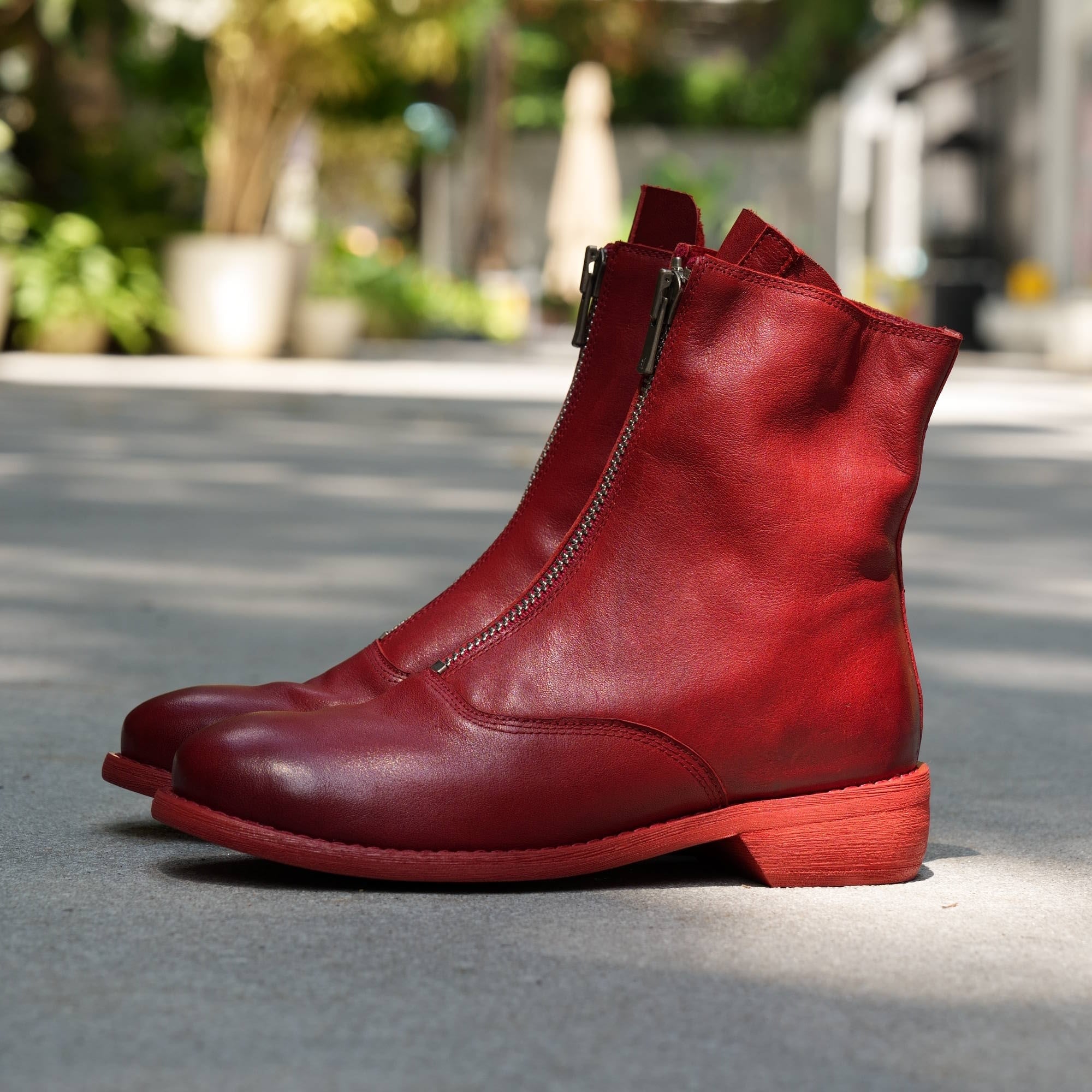 Handmade Leather Ankle Boots Comfortable Walking Round Martin Boots Brown/Black/Red/Beige/Grey