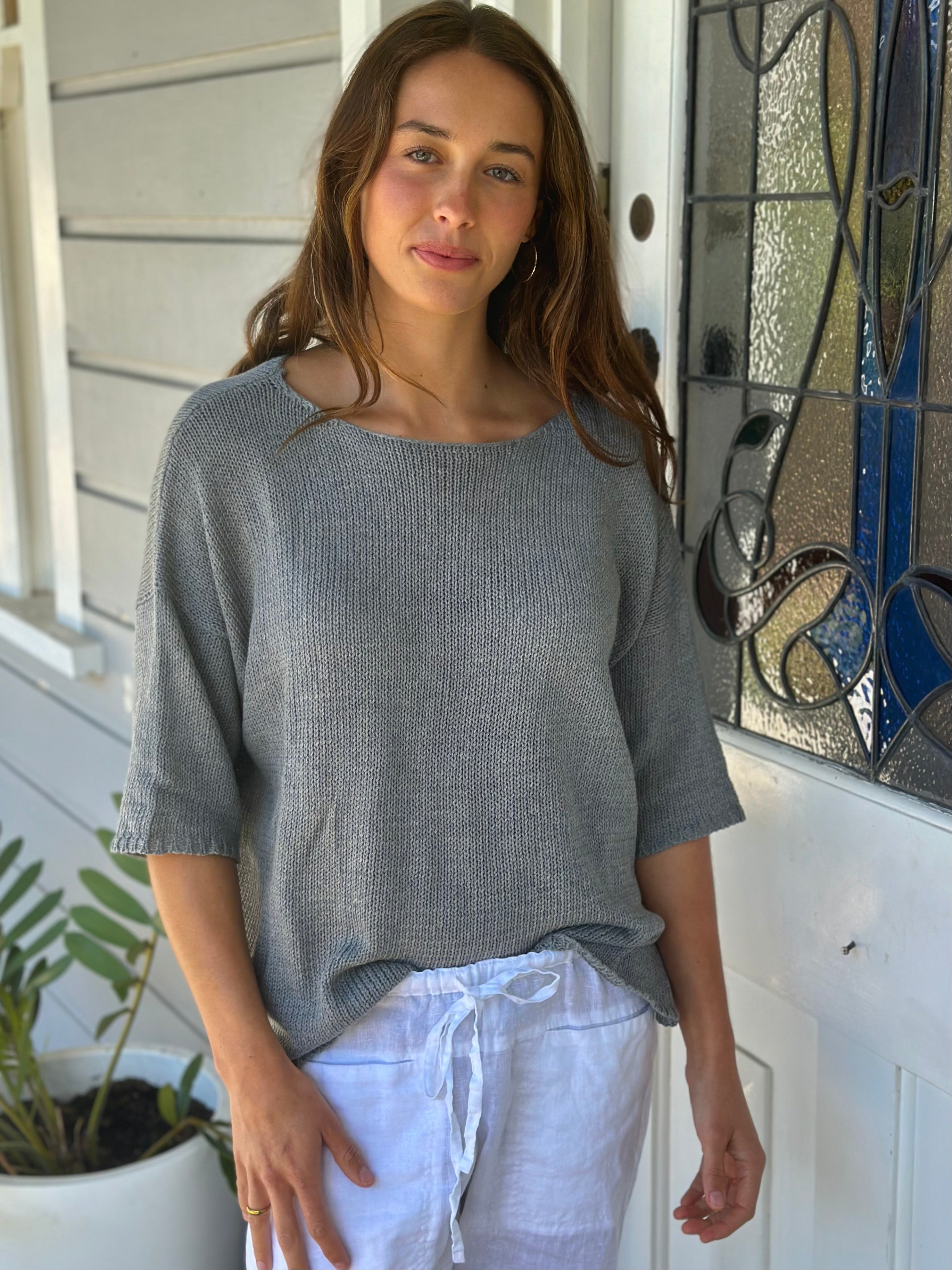 top - grey cotton knit