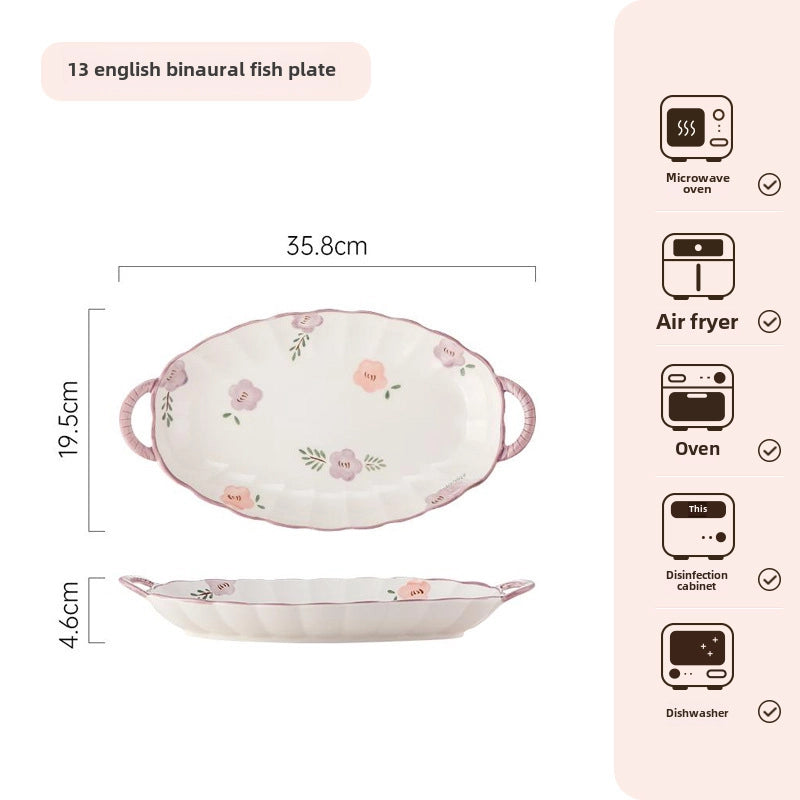 Purple Ceramic Bowl And Dish Set Household  Bowl And Dish Fresh Dinner Housewarming Dish Bowl And Chopsticks Set