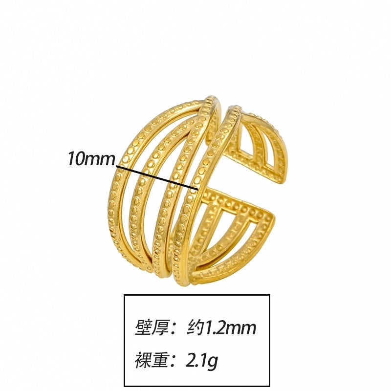 Elegant Leaves Flower Titanium Steel Open Rings